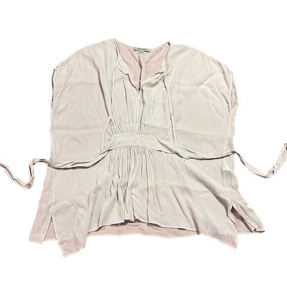 AllSaints Oversized Belted Blouse Size US 0 Cream Lightweight Drapey Flattering - Picture 1 of 5